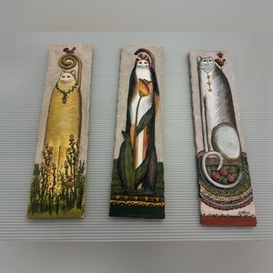 Set of 3 kitty cat wall plaques - E. Smithson